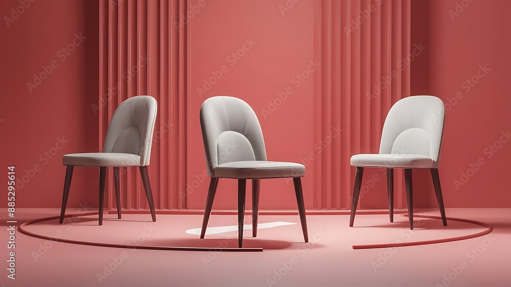 Obraz premium chairs in background Concept of minimalism & installation art. 3d rendering background