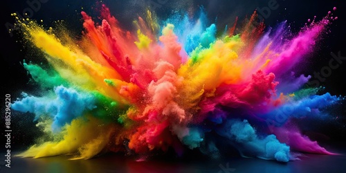 Colorful explosion of paint powder in motion, vibrant, motion, explosion, vivid, abstract, artsy, creative, dynamic, energetic