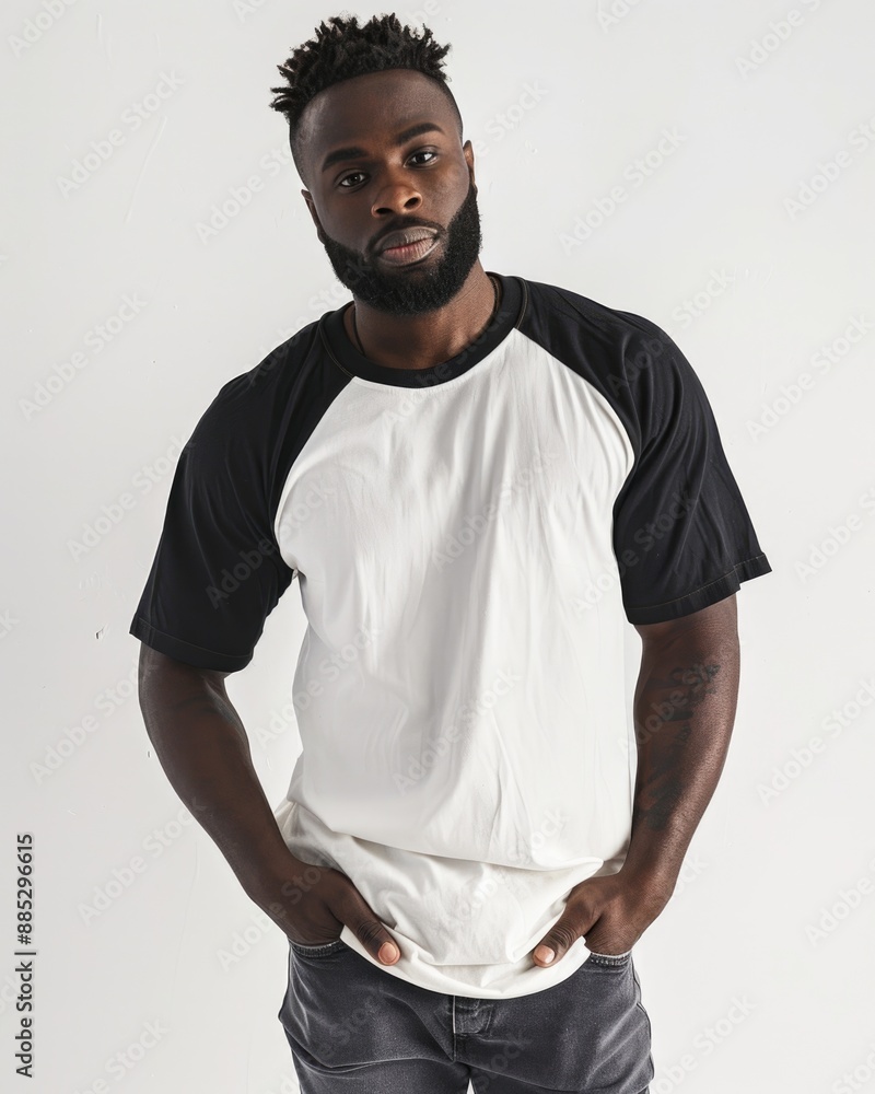 black male model with hands in pockets raglan shirt black male model with hands in pockets raglan shirt