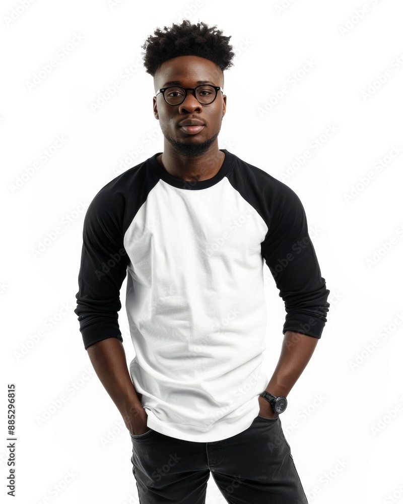 black male model with hands in pockets raglan shirt black male model with hands in pockets raglan shirt