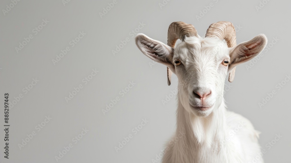 Portrait of a White Goat with Horns Portrait of a White Goat with Horns