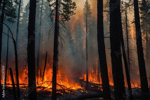 fire in the forest background