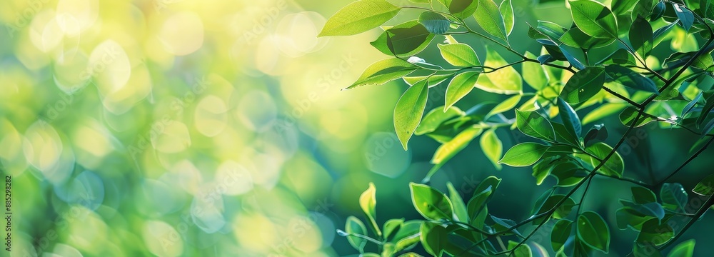 Close up of nature view green leaf on blurred greenery background under sunlight with bokeh and copy space using as background for wallpaper, cover, or natural plants landscape. Close up of nature view green leaf on blurred greenery background under sunlight with bokeh and copy space using as background for wallpaper, cover, or natural plants landscape.
