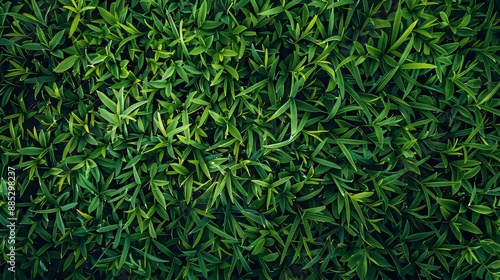 From a drone, aerial view. Green grass texture background.