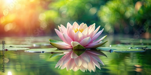 Tranquil image of a lotus flower gracefully floating in a serene pond , nature, peaceful, water, plant, bloom, reflection, beauty