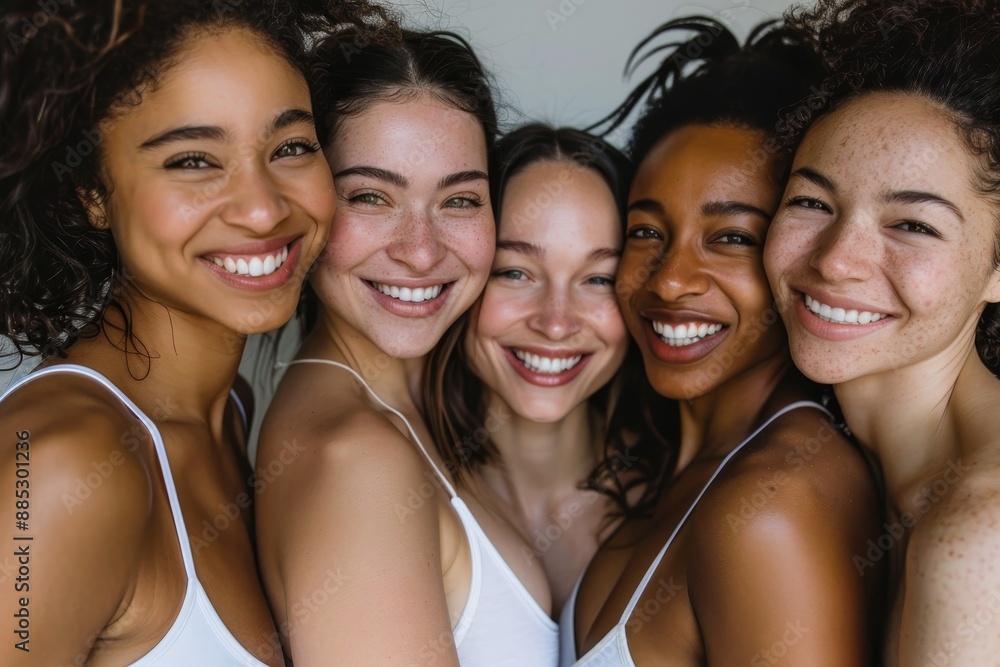 Fototapeta premium An image of a diverse group of beautiful women, all with glowing smooth skin and natural beauty