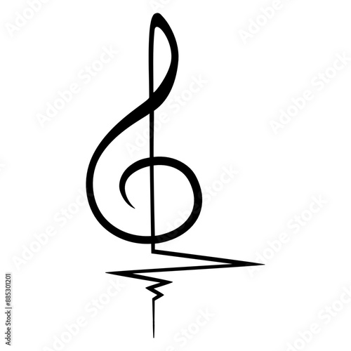 Music Clef Note Pulse Heartbeat Frequency ECG French Violin Treble Musical Instrument Sound Love Icon Symbol Design