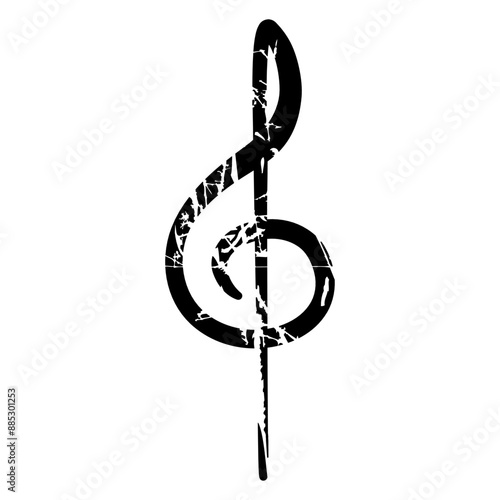 Music Clef Note Grunge Vintage Used Look Retro French Violin Treble Musical Instrument Sound Love Icon Symbol Design