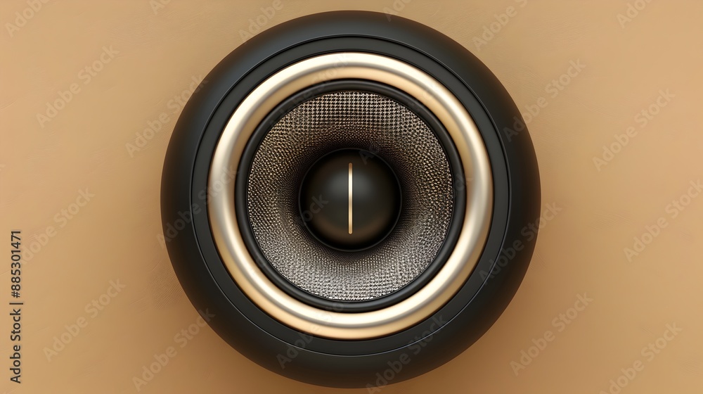 Close-up View of Sleek Black Audio Speaker with Detailed Sound Components Close-up View of Sleek Black Audio Speaker with Detailed Sound Components