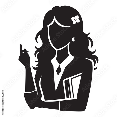 Female teacher vector silhouette illustration black color, woman teacher, teacher vector silhouette