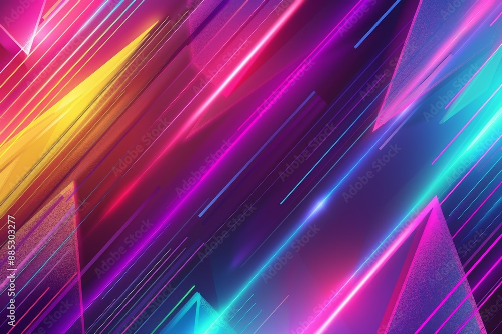 Dynamic abstract neon background featuring vivid colors, geometric shapes and lines, conveying neon energy and modernity. Generated AI Dynamic abstract neon background featuring vivid colors, geometric shapes and lines, conveying neon energy and modernity. Generated AI