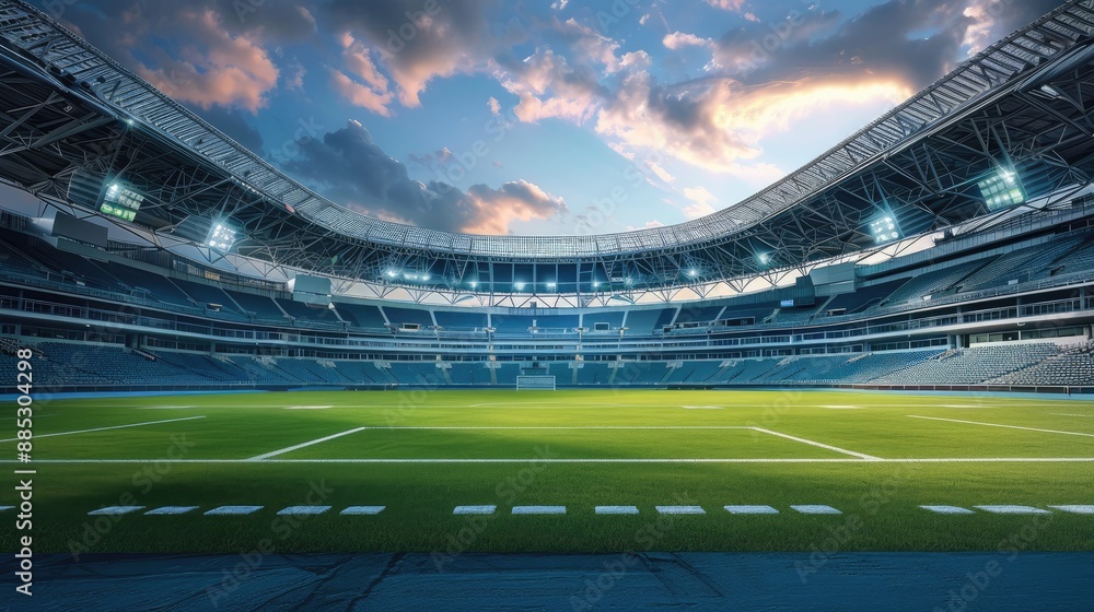 High-tech sports stadium with retractable roof High-tech sports stadium with retractable roof