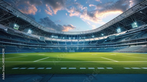 High-tech sports stadium with retractable roof