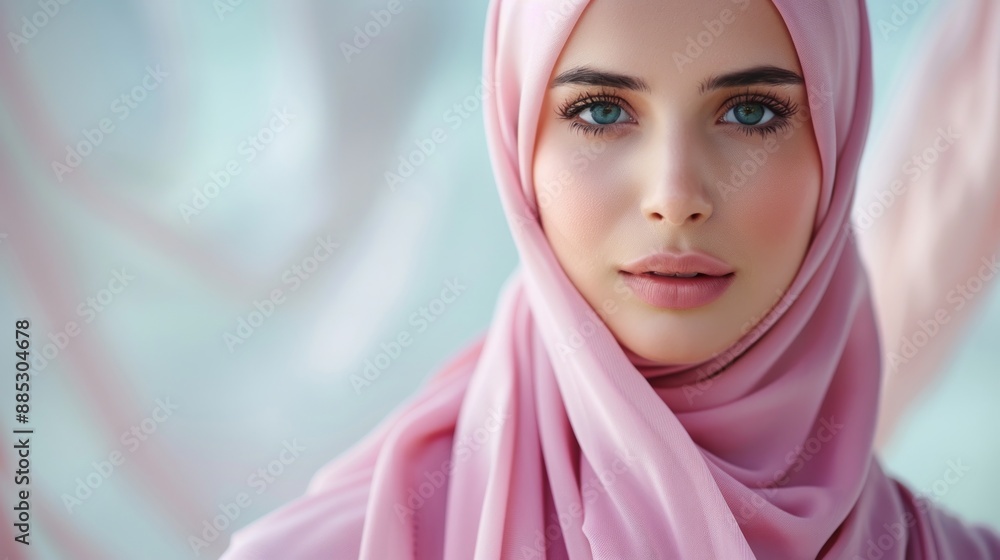 Close-up Portrait of a Woman Wearing a Pink Hijab Close-up Portrait of a Woman Wearing a Pink Hijab