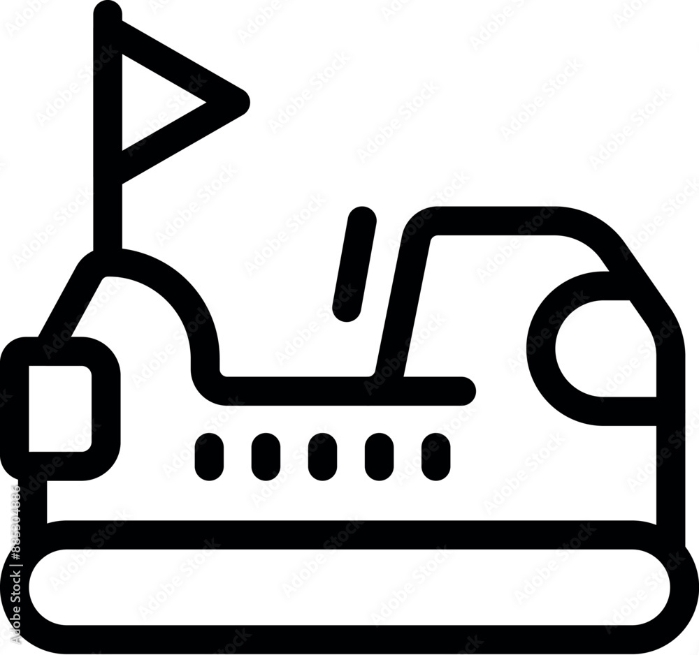 Obraz premium Simple line art icon of a bumper car found at carnivals and amusement parks