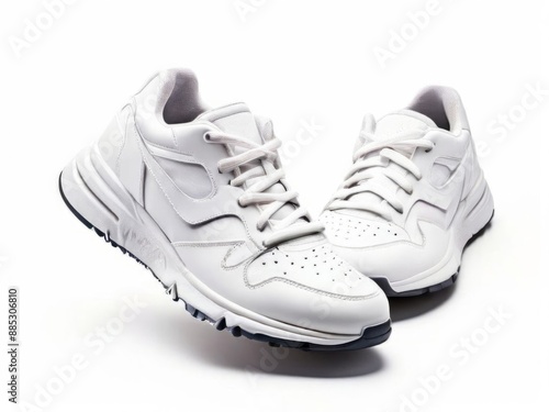 White sneakers on a white background. Modern fashion sneakers. AI generation.