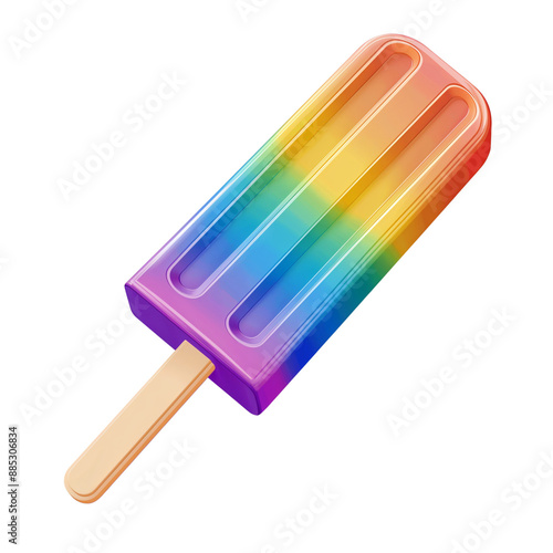 A bright rainbow colored popsicle for summer refreshment