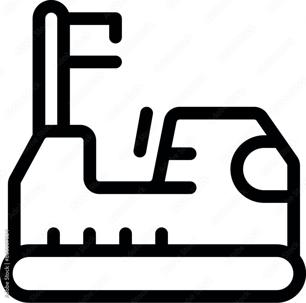 Black outline icon of a hovercraft floating over a thin line, representing the surface it travels on Black outline icon of a hovercraft floating over a thin line, representing the surface it travels on
