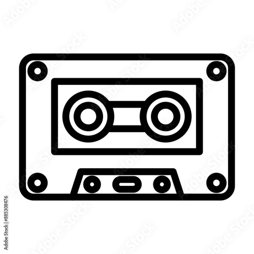 Cassette Vector Line Icon Design