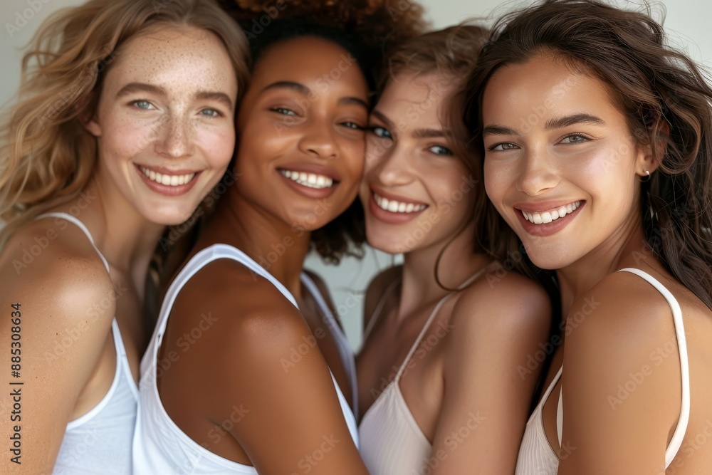 Obraz premium Stunning portrait of a diverse group of women with glowing skin and natural beauty