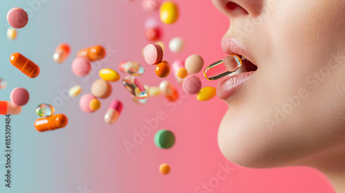 Person taking vitamins, symbolizing nutritional supplements
