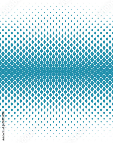 Vector seamless blue rhombus halftone gradient. Comics effect. Isolated on white background