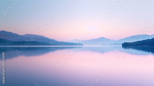 A cinematic shot of a pristine lake at dusk rendered in soft pastels AI genrated illustration