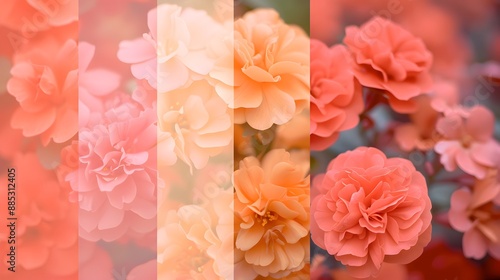 Abstract Flower Collage in Peach and Coral Tones.