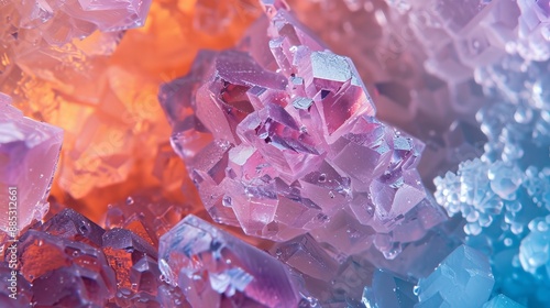 A close view of pastel-colored sand crystals under a macro lens  AI genrated illustration photo