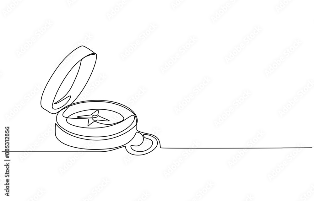 Compass line continuous drawing vector. One line Compass vector ...