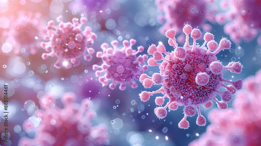Close-up of virus cells with bokeh background Close-up of virus cells with bokeh background