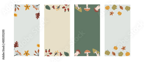 Vertical card template for fall autumn holidays. Banner for thanksgiving holiday, october seasonal celebration design.