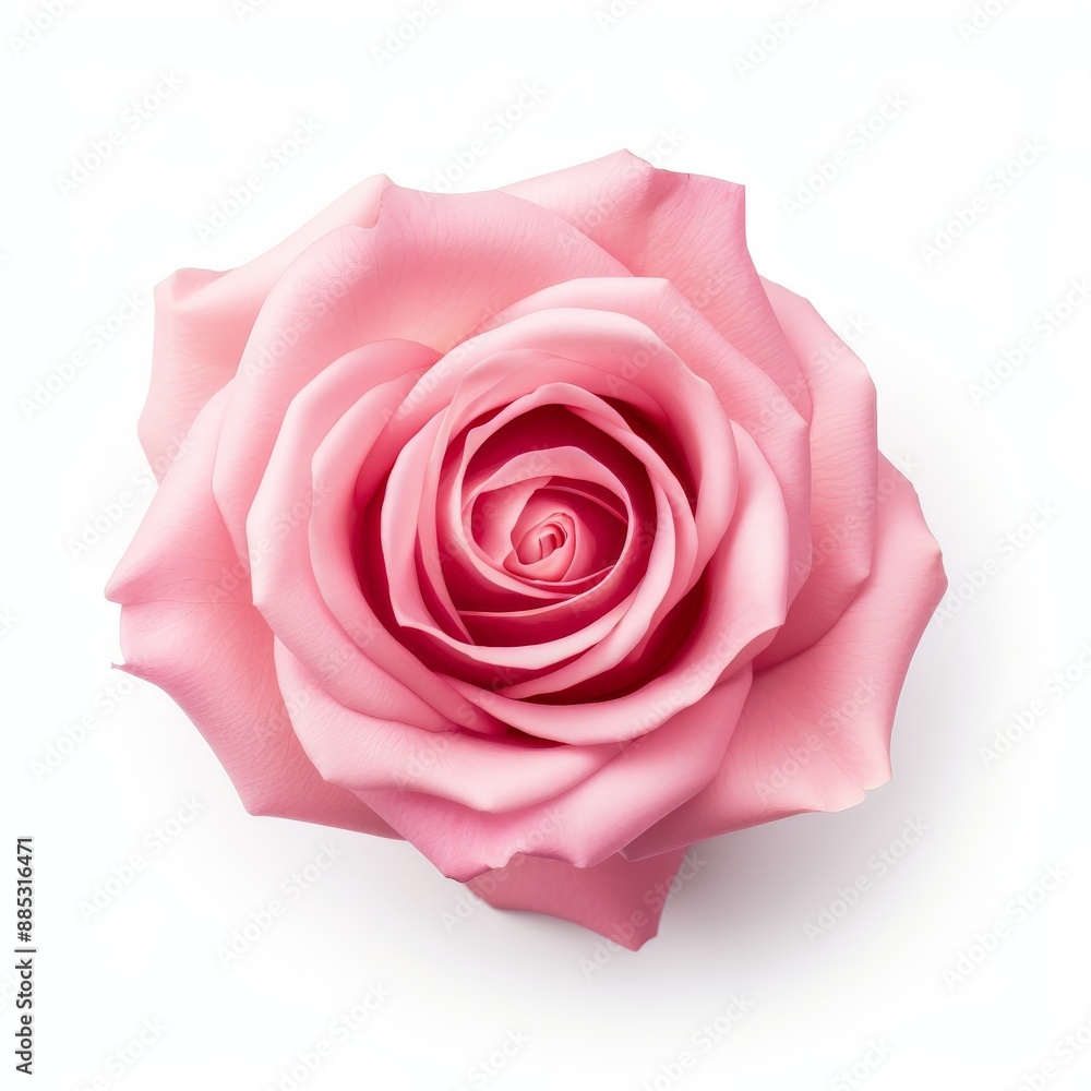 Pink rose in full bloom isolated on white background Pink rose in full bloom isolated on white background