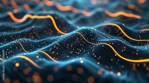 A convoluted 3D network of glowing lines  AI genrated illustration