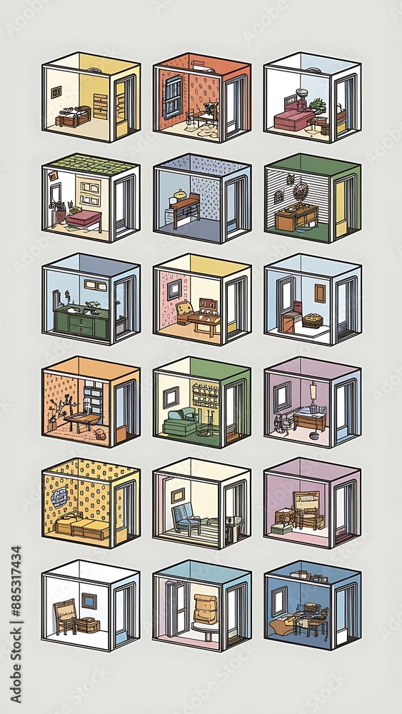 small rooms illustration vector concept background small rooms illustration vector concept background