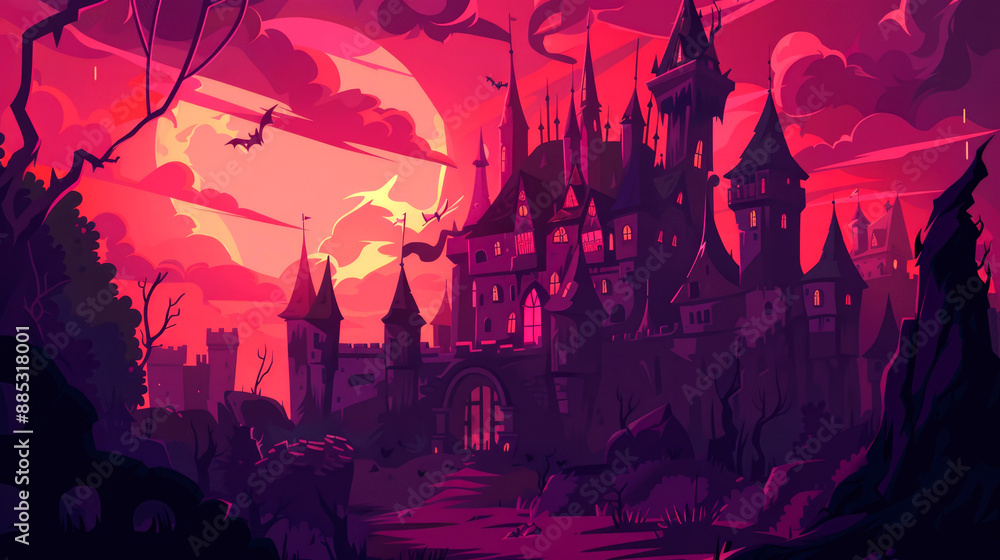 illustration art of halloween castle of dracula illustration art of halloween castle of dracula