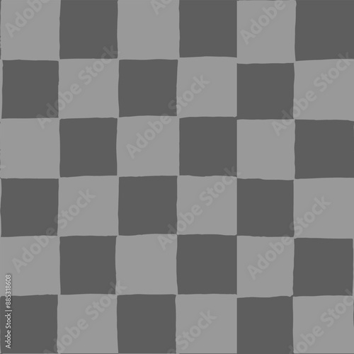 Seamless vector repeating pattern with hand drawn checkerboard in tonal charcoal gray. Great for mens, youth, boys projects, video games, packaging, textile and surface pattern design.