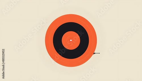 A minimal black circle on an orange background