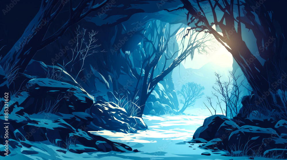 Fototapeta premium illustration art cave in forest