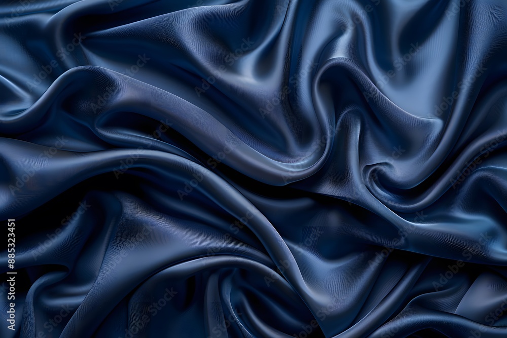 Luxurious Deep Blue Silk Fabric with Elegant Folds Luxurious Deep Blue Silk Fabric with Elegant Folds