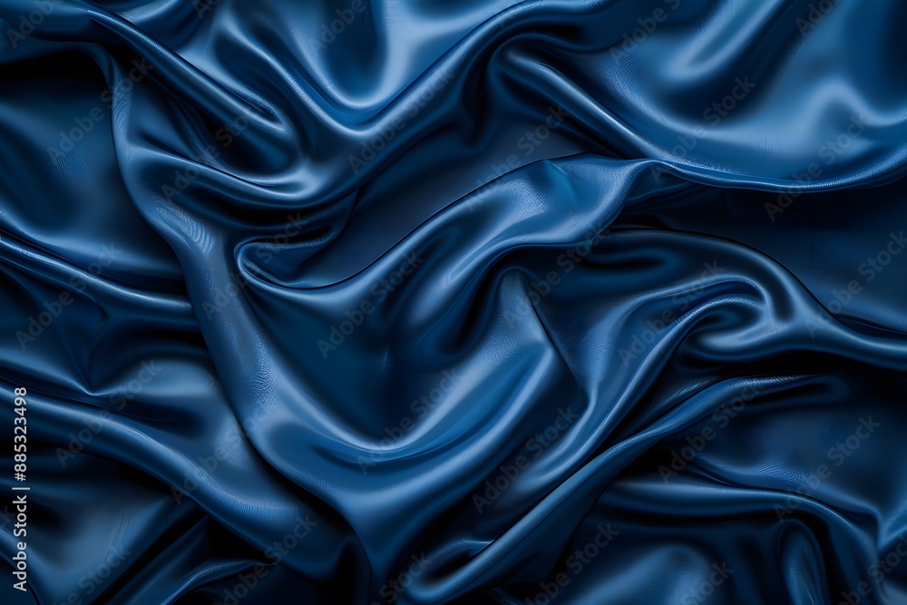 Luxurious Deep Blue Satin Fabric with Elegant Folds Luxurious Deep Blue Satin Fabric with Elegant Folds