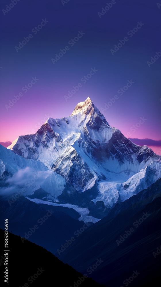 Fototapeta premium Beautiful Snowy Mountain at Sunset Generative Ai
