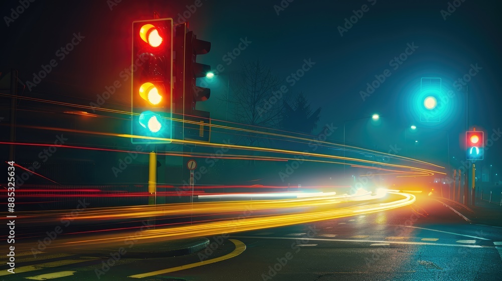 Long exposure of traffic lights at night