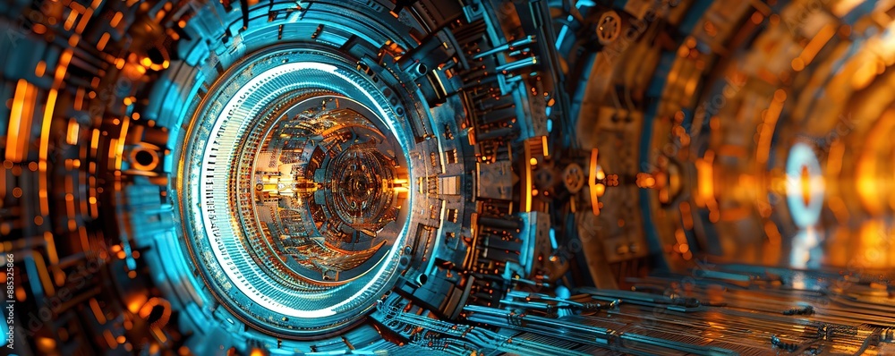 Fototapeta premium a circular hallway background with a futuristic concept