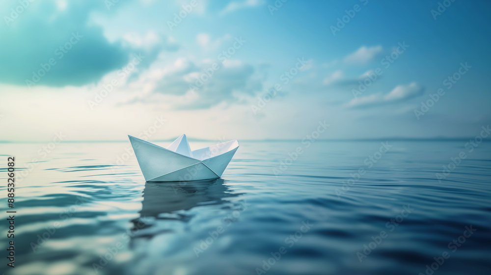 Small paper boat is flowing along the river. A paper boat floats down a serene river. Small paper boat is flowing along the river. A paper boat floats down a serene river.