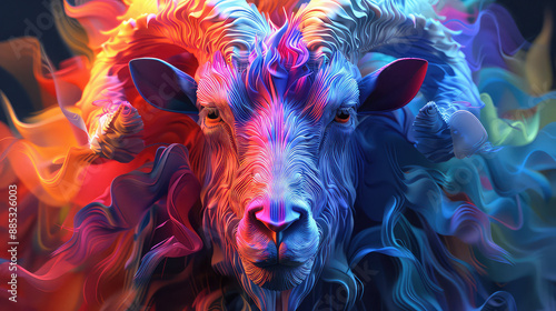 Elegant colorful 3d abstraction goat zodiac  © Tuấn