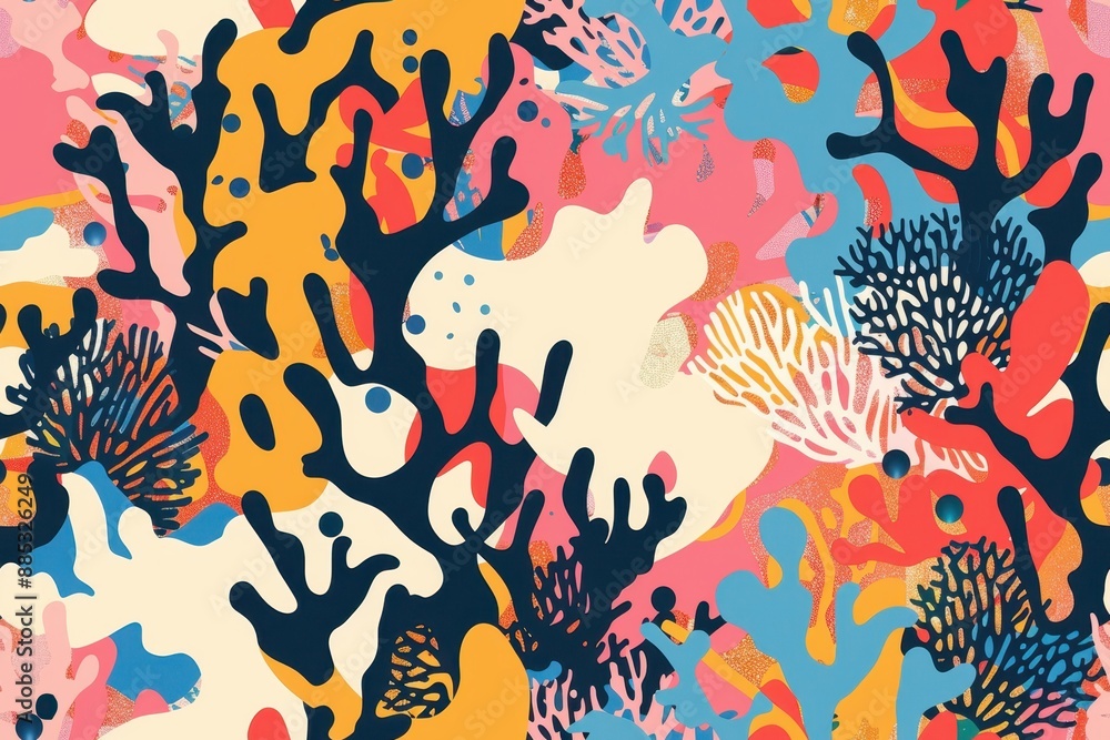 Colorful Abstract Sea Life Pattern Colorful Abstract Sea Life Pattern