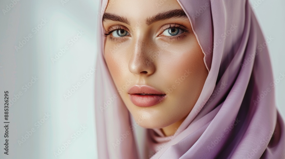 Close-Up Portrait of a Woman in a Pink Hijab Close-Up Portrait of a Woman in a Pink Hijab