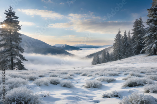 snow covered trees landscape