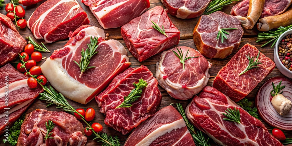 Fresh and appetizing background texture of various raw meat cuts , raw, meat, fresh, background, texture, food, beef, chicken Fresh and appetizing background texture of various raw meat cuts , raw, meat, fresh, background, texture, food, beef, chicken